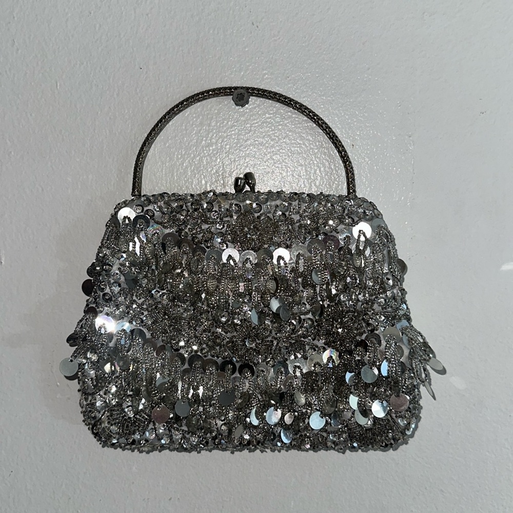Vintage Rickere Silver Sequin Small Hand Bag